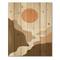 Designart - Lanscape With Full Moon In Terracotta Tones - Modern Print on Natural Pine Wood
